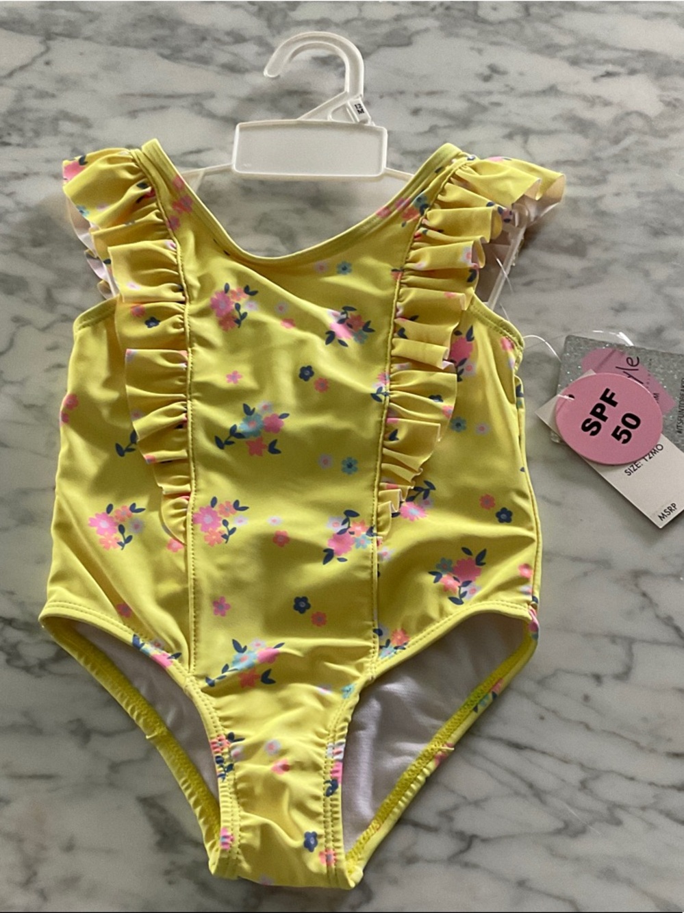 Freestyle Yellow Floral Ruffle One-Piece Swimsuit
